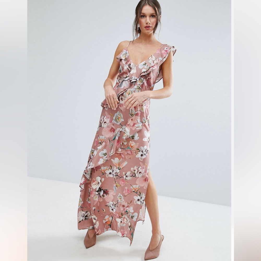 ASOS dusty rose floral dress